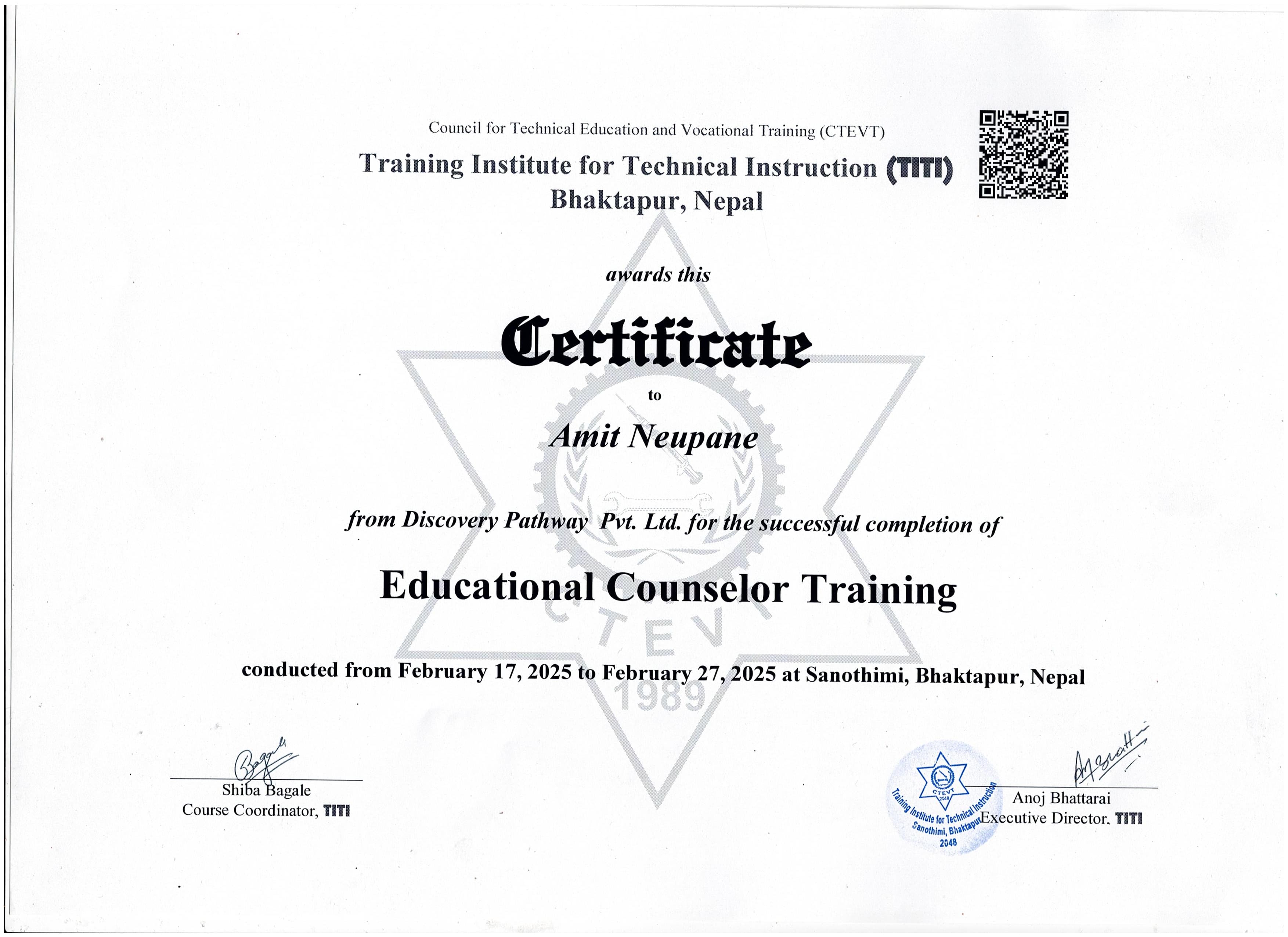 Educational Counselor Training — Amit Neupane